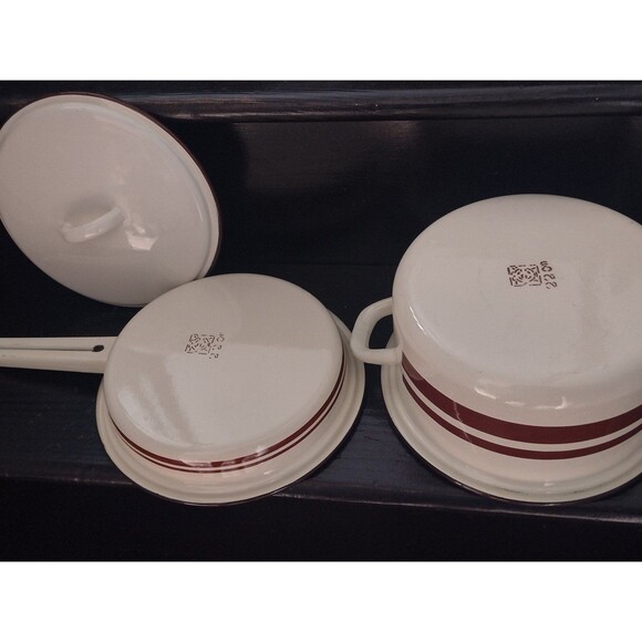 Vintage Enamel 3 PCs Pot Set - Picture 4 of 7
